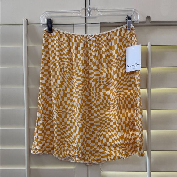 love, Fire Dresses & Skirts - Love, Fire Women's Yellow and White Optical Illusion Skirt